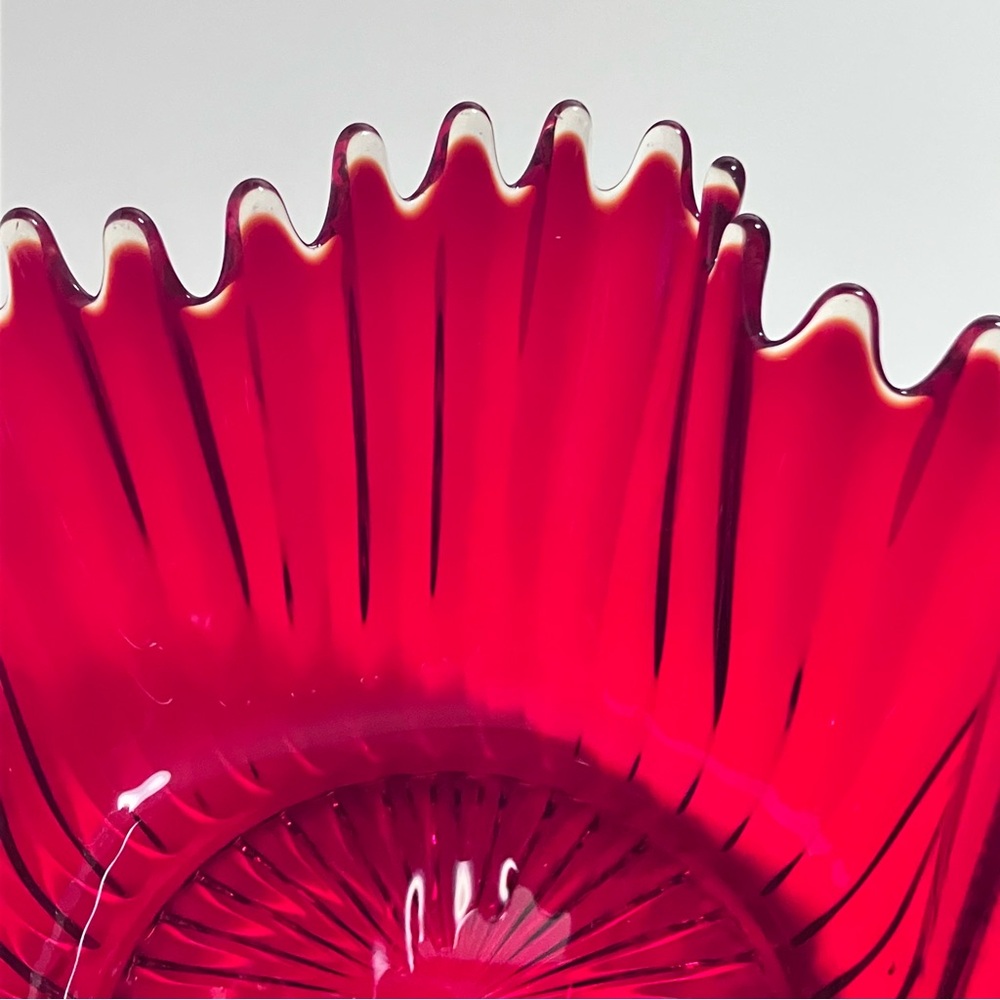 1960s FOSTORIA RUBY Handkerchief Bowl / ORIGINAL LABEL / 5.5 Inches Wide / RARE - Picture 4 of 9